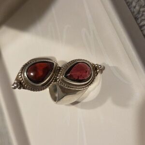 Genuine Garnet Umbalite Gemstone And Silver 925 Ring